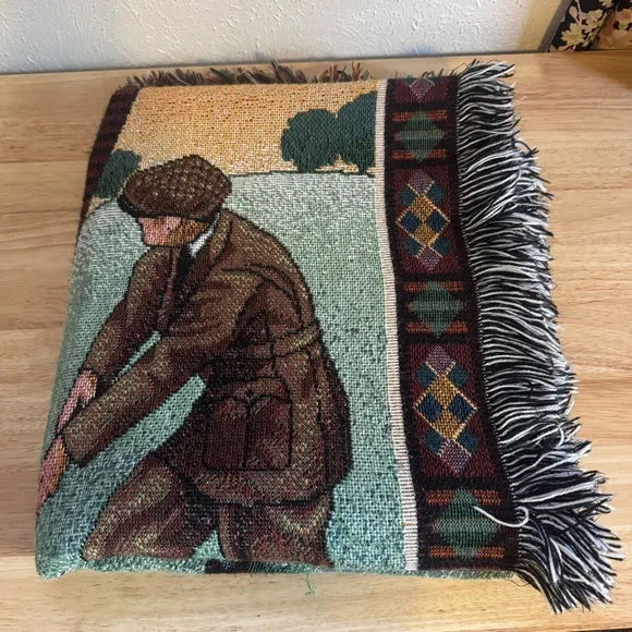 Golf Old School Woven Blanket Throw Tapestry - Picture 4 of 4